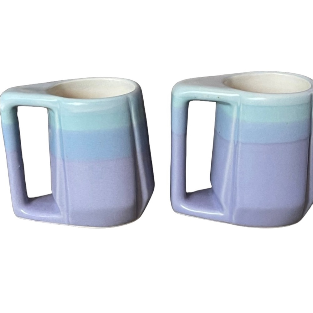 Set of 2 Rodolfo Padilla Art Studio Pottery Signed Lavender, Blue, Light Blue